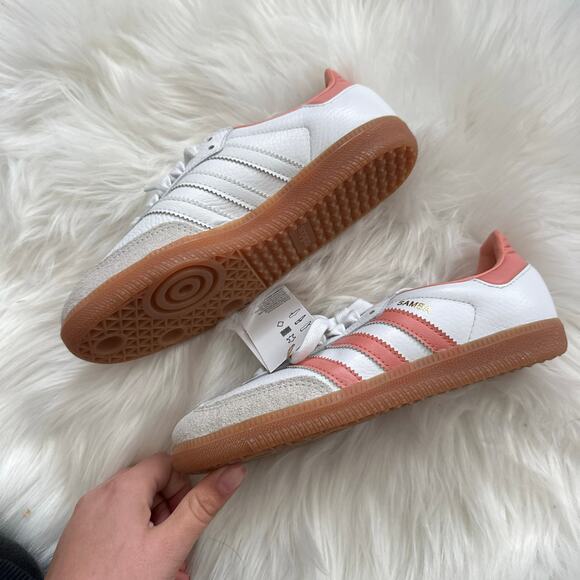NWT White & Pink Adidas OG Samba Sneakers - Picture 3 of 8
